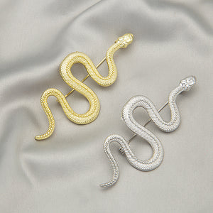 Large Textured Coiled Snake Statement Brooch in Two Finishes