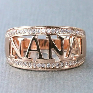 NANA Hollow Cutout Band Ring CZ Edges Three Metal Tones