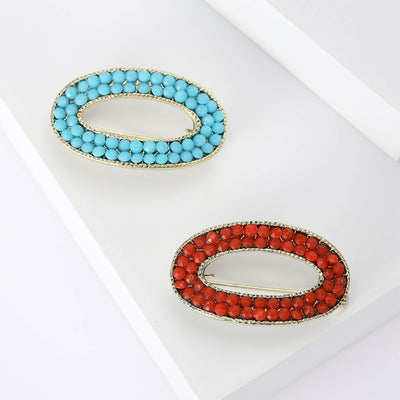 Oval Beaded Frame brooch shown in front product view