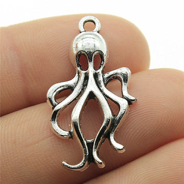 Openwork Octopus Pendant Charm in Antique Bronze and Antique Silver Metal