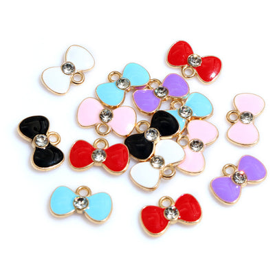 rhinestone enamel bow charms assortment showing the available designs and finishes