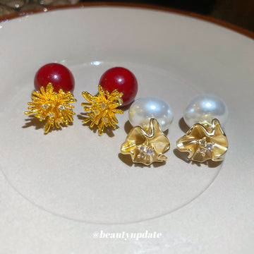 Assorted Floral and Pearl Statement Stud Earrings Statement Jewelry