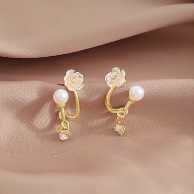 Primary supplied view of rose pearl-look clip earrings