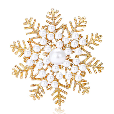 Snowflake Brooch with Pearl-look Center group view