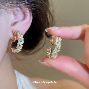 Gold-Tone Enamel Butterfly Clip-On Hoop Earrings, 2.5 cm Pair