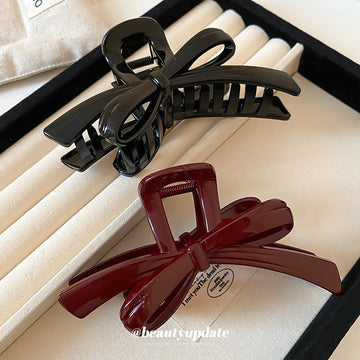 Wine Red Glossy Bow Hair Claw With Unlisted Black Version In Gallery