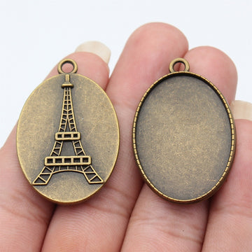 Eiffel Tower Oval Cabochon Pendant Setting Jewelry Making Component