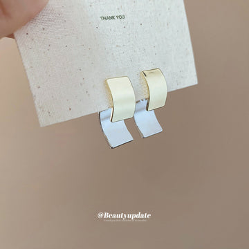 Gold and Silver Geometric Front Back Stud Earrings