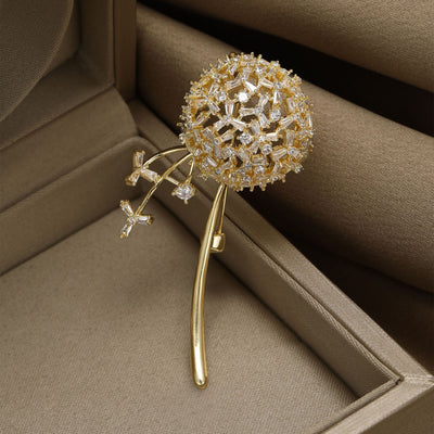 Crystal Dandelion Brooch on white background