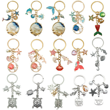 Starfish Shell and Mermaid Ocean Charm Keychain Collection