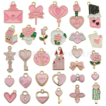 Pink Heart Metal Charms with 39 Listed Options for DIY Jewelry Making