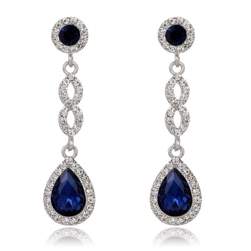 Blue Silver Tone Horse Five Designs Metal Dangle Earrings