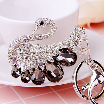 Jeweled Swan Keychains in Five Gem Colors plus Assorted Color Option