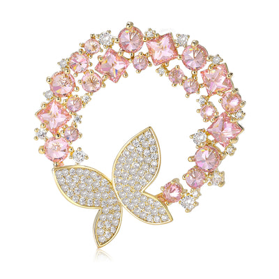 Crystal Butterfly Wreath Brooch group view