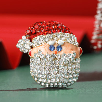 Rhinestone Santa Face Brooch displayed from the front