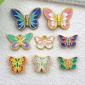 Enamel Butterfly Spacer Beads in Antique Gold-Tone Zinc Alloy