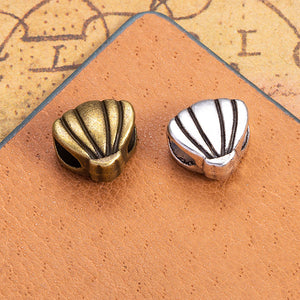 Fluted Shell Large Hole Bead Metal Jewelry Making Component In 2 Finishes