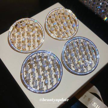 Open Circle Crystal Stud Earrings In Gold And Silver