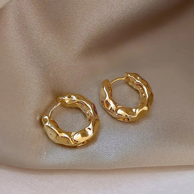Textured Small Hoop Earrings alternate close-up view
