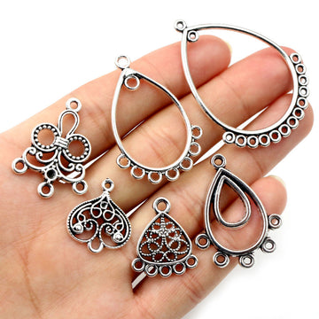 Antique Silver Filigree Multi Loop Earring Connectors