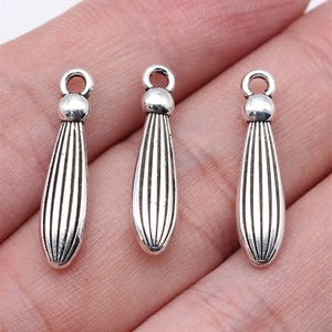 Antique Silver Ridged Teardrop Pendant Charms for Jewelry Making