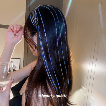 Six Rhinestone Fringe Headband Styles In Silver Gold And Blue