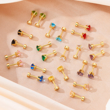Yellow Heart Crystal Look Gold Tone Small Stud Earrings