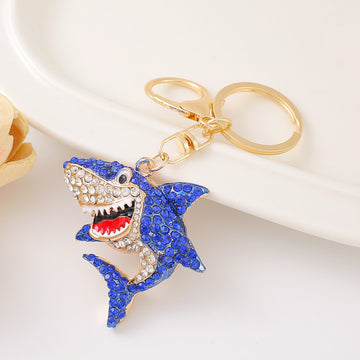 Rhinestone Shark Keychain Metal Cartoon Fish Bag Charm