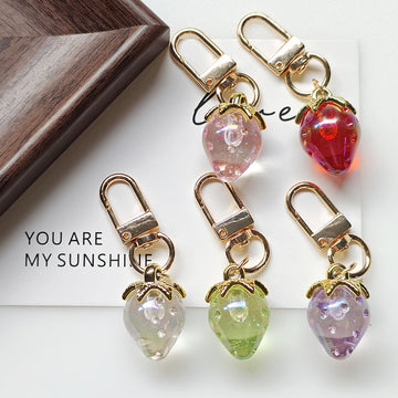 Translucent Resin Strawberry Keychain Charms 5 Colors