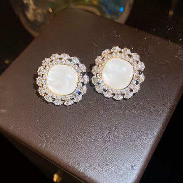 Pearl And Flower Gold Tone Earrings In Seven Styles