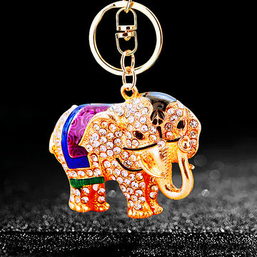 Crystal Ornate Elephant Keychains in Three Colors plus Assorted Options