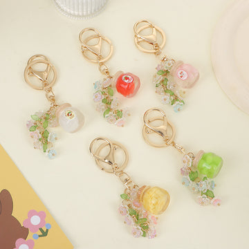 Fruit Jar Flower Tassel Keychain Acrylic Bag Charm