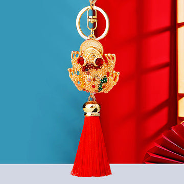 Jeweled Golden Toad Tassel Keychains in Three Colors plus Assorted