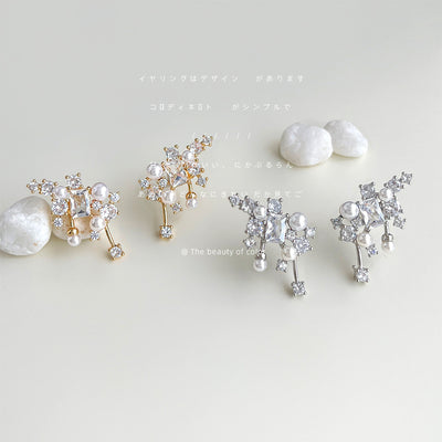 Gold and silver crystal pearl cluster climbers on cream