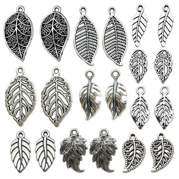 Antique Silver Leaf Metal Charms with 10 Listed Options