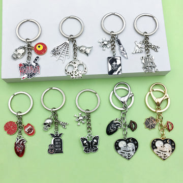 Halloween Charm Keychains Featuring Skull Butterfly Across 44 Pictured Variations
