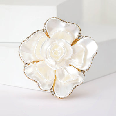 Pearl Flower Brooch front view on a plain background