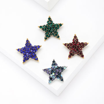 Full Crystal Five Point Star Brooch in Four Jewel Colors