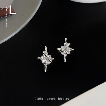 Silver-Tone Crystal Orbit Star Planet Stud Earrings