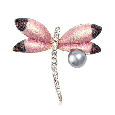 Pink Enamel Dragonfly brooch shown from the front