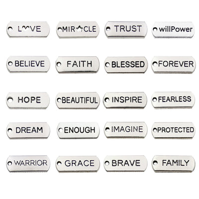 Printed detail graphic for the letter charms