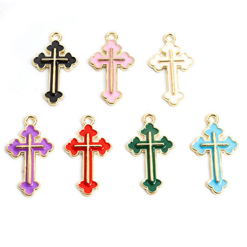 Enamel-Look Silver Gold Cross Alloy Charms in 16 Styles