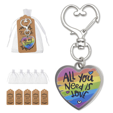 Rainbow Heart All You Need Is Love Clasp Keychain and Attached Hardware