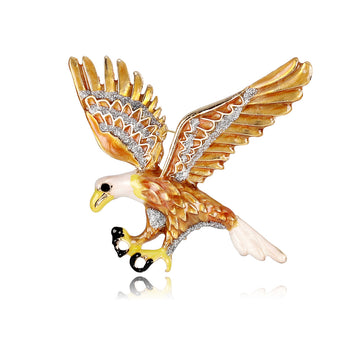 Gold Tone Eagle Enamel Metal Brooch Pin for Jackets and Lapels