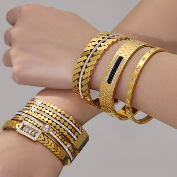 Turquoise and Crystal Geometric Bangle Collection in Thirteen Styles