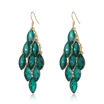 Aqua Green Horse Tassel Three Designs Metal Dangle Earrings