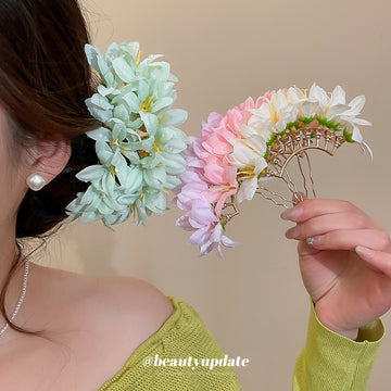 Fabric Bell Flower Gold Arch U Pin Hairpins Four Colors