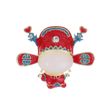 Colorful Peking Opera Mask Brooch Pins in Two Pictured Designs