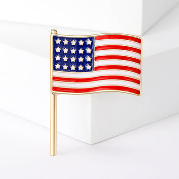 United States Flag Enamel Brooch with Gold Tone Pin