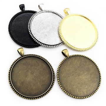 Large Round Pendant Bezel Setting Trays in Four Finishes